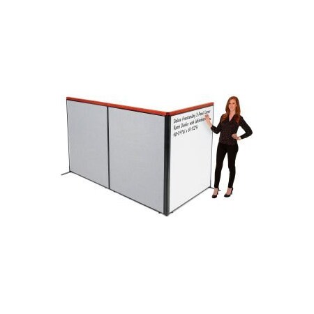 Global Equipment Interion    Deluxe Freestanding 3-Panel Corner Room Divider w/Whiteboard 48-1/4"W x 61-1/2"H Gray 695173GY